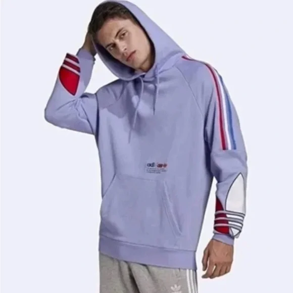 Adidas Tricolor Hoodie Lavender Trefoil Small Pullover - Picture 7 of 13